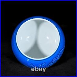 Nice Collectable Art Handmade Painting Blue Glaze Porcelain Bird Wash