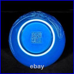 Nice Collectable Art Handmade Painting Blue Glaze Porcelain Bird Wash