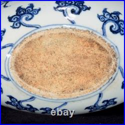 Nice Collectable Art Handmade Painting Blue White Porcelain Bird Flat Vase