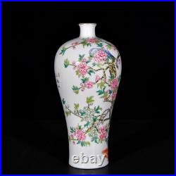 Nice Collectable Art Handmade Painting Famille Rose Porcelain Bird Mei Vase