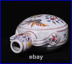 Nice Collectable Art Handmade Painting Five Colours Porcelain Bird Flat Vase
