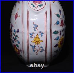 Nice Collectable Art Handmade Painting Five Colours Porcelain Bird Flat Vase