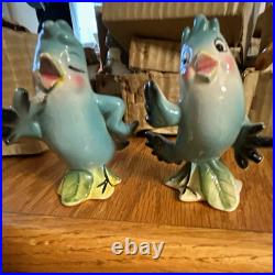 Norcrest Napco Ceramic Blue Bird Salt & Pepper Hand Painted Glossy MPN 8702H