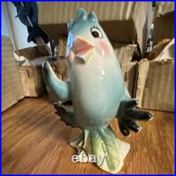 Norcrest Napco Ceramic Blue Bird Salt & Pepper Hand Painted Glossy MPN 8702H