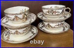 Noritake Porcelain Tea Set 18 Pc Gold Cream Bird Antique Serving Bowl