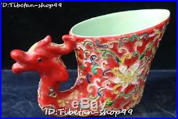 Old China Color Porcelain Phoenix Bird Zun Cup Pot Kettle Flask Goblet Statue