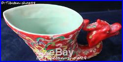 Old China Color Porcelain Phoenix Bird Zun Cup Pot Kettle Flask Goblet Statue