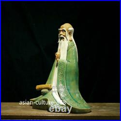 Old China Crackle Glaze Porcelain Thinker Philosopher Litterateur Lao Tzu Statue