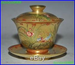 Old China Palace porcelain glaze Enamel Flower bird statue Wineglass Tea set cup