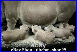 Old China Shiwan Porcelain Animal Big Pig Swine five only Small pig Son Family