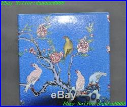 Old China Wucai porcelain glazed Magpie bird flower statue Brush Pot pencil vase