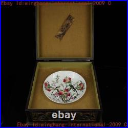 Old China wucai porcelain longevity Peach bird statue tray Pallets Dish plate