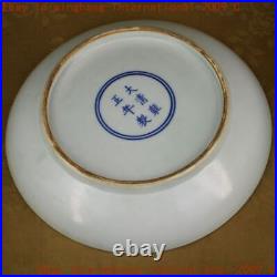 Old China wucai porcelain longevity Peach bird statue tray Pallets Dish plate
