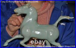 Old Chinese Ancient Ru kiln Old porcelain carved horse Steed bird statue