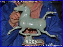 Old Chinese Ancient Ru kiln Old porcelain carved horse Steed bird statue