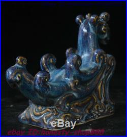 Old Chinese Blue color Porcelain Bird Fenghuang Fung-hwang Phoenix Statue 8 inch