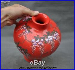 Old Chinese Dynasty wucai Porcelain Flower bird Statue lucky Bottle Pot Vase Jar