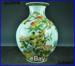 Old Chinese Wucai porcelain glaze flower bird Zun Cup Bottle Pot Vase Jar Statue