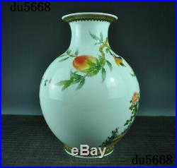 Old Chinese Wucai porcelain glaze flower bird Zun Cup Bottle Pot Vase Jar Statue