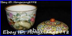 Old Qianlong Year Enamel Porcelain Magpie Bird Wine Tea Pot Cup tray Chahai Set