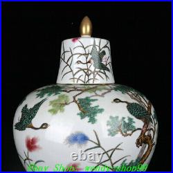 Old Qing Qianlong Colour Enamel Porcelain Bird Tree Flower Bottle Vase Pair