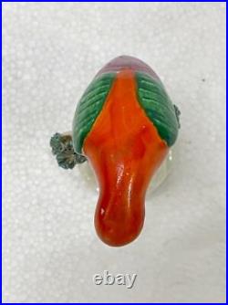Old Vintage Rare Hand Painted Porcelain Parrot Sitting On Tree Statue / Figurine
