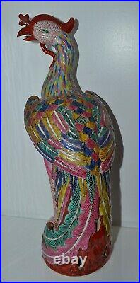 Old or Antique Chinese Famille Rose Phoenix Bird Figure Approx. 12-1/8 Inch
