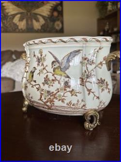 Ormolu Song Bird Planter French Porcelain