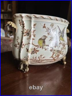 Ormolu Song Bird Planter French Porcelain