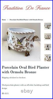 Ormolu Song Bird Planter French Porcelain