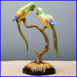 PORCELAIN AND BRONZE ormolu BIRDS parrot PARROTS FIGURINE ON BRANCHES