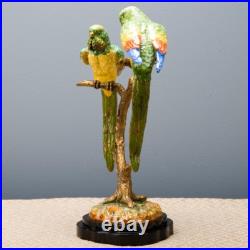PORCELAIN AND BRONZE ormolu BIRDS parrot PARROTS FIGURINE ON BRANCHES
