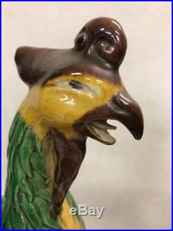 Pair Antique Chinese 14 in Porcelain Bird Figurines Phoenix Statue Bird peacock