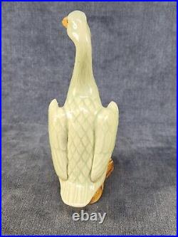Pair Antique Chinese Longquan Celadon Art Porcelain Goose Statue Figurines u-11C
