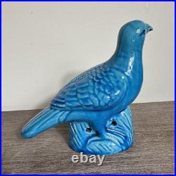 Pair Antique Chinese Pigeon Dove Bird Turquoise Glazed Porcelain Model Figurines