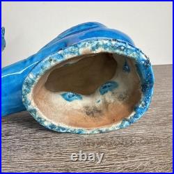 Pair Antique Chinese Pigeon Dove Bird Turquoise Glazed Porcelain Model Figurines