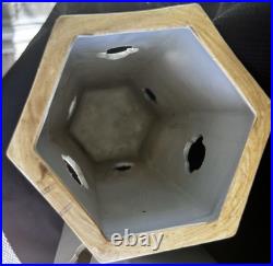 Pair Antique Circa 1900 Chinese Hand Painted Birds Porcelain Hat / Wig Stands