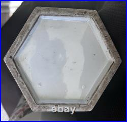 Pair Antique Circa 1900 Chinese Hand Painted Birds Porcelain Hat / Wig Stands