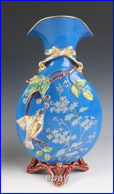 Pair Antique French Limoges Aesthetic Porcelain Vase Birds Japonisme Orientalist Pair Antique French Limoges Aesthetic Porcelain Vase Birds Japonisme Orientalist
