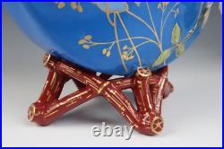 Pair Antique French Limoges Aesthetic Porcelain Vase Birds Japonisme Orientalist
