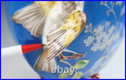 Pair Antique French Limoges Aesthetic Porcelain Vase Birds Japonisme Orientalist