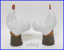 Pair Antique late 19th century Chinese Export Porcelain Bird Figures of Chickens