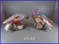 Pair Chinese Famille Rose Porcelain 19th C. Qing. Dove Figurines Oriental Décor