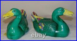 Pair Chinese Green Glazed Porcelain Ducks Figures