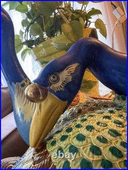 Pair Colorful Japanese Kutani Geese Ducks Porcelain Clay Andrea by Sadek