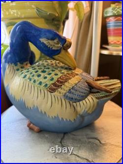 Pair Colorful Japanese Kutani Geese Ducks Porcelain Clay Andrea by Sadek
