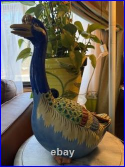 Pair Colorful Japanese Kutani Geese Ducks Porcelain Clay Andrea by Sadek