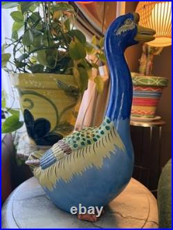 Pair Colorful Japanese Kutani Geese Ducks Porcelain Clay Andrea by Sadek