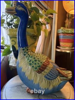 Pair Colorful Japanese Kutani Geese Ducks Porcelain Clay Andrea by Sadek