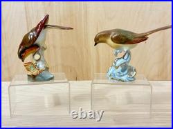 Pair Herend Hungary Hand-Painted Songbird Figurines -1930s & 1960